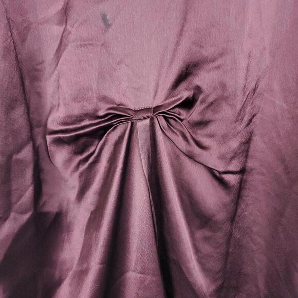 BR Dress Womens Small Silky Satin Deep Purple Tie Waist Gathered Front Event - Picture 3 of 13